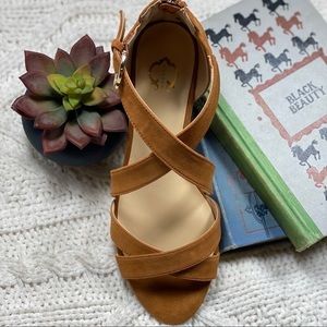 C. Wonder “Honey Brown” Heeled Leather Sandals